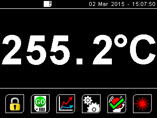 FibreMini glavni zaslon za brezkontaktno merjenje visoke temperature okolice