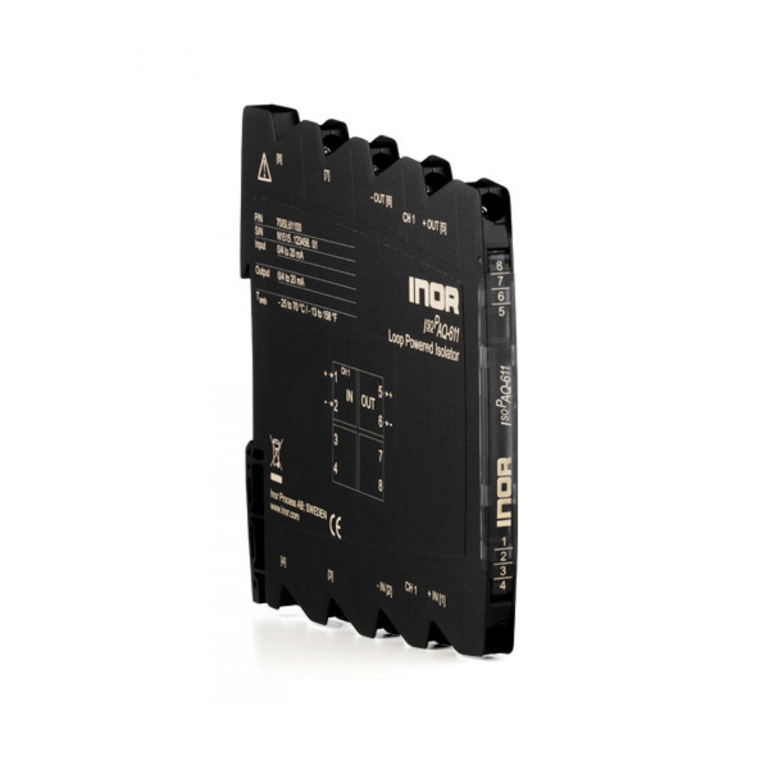 isopaq-611 The IsoPAQ-611, a single-channel isolator with loop for separating INOR current signals, provides galvanic isolation for standard signals while transmitting the measurement signal to the output with a high degree of accuracy.