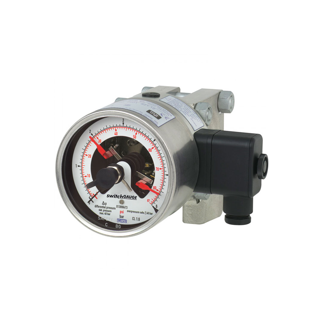 DPGS43HP.100 DPGS43HP.100 diferencialni manometer WIKA s preklopnimi kontakti se uporablja za nadzor diferenčnih tlakov, instrument omogoča preklapljanje in prikazovanje.
