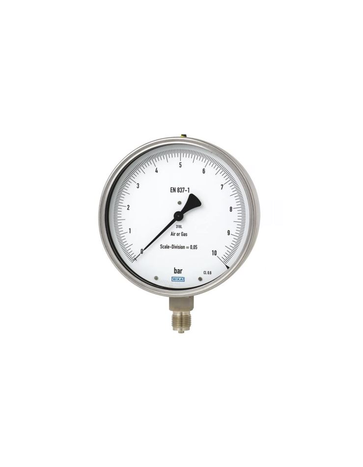 332.50-333.50_slika 332.50 precizni testni manometer WIKA z bourdonovo cevjo se uporablja za precizno merjenje tlaka plinskih in tekočih medijev.