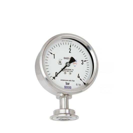 PG43SA-S PG43SA-S membranski manometer WIKA za sanitarne aplikacije se prednostno uporablja za sanitarne aplikacije. Skozi veliko delovno površino krožnega, valovitega membranskega elementa je mogoče zanesljivo izmeriti območja tlaka.