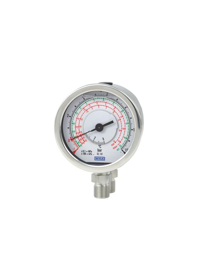 732.18-733.18_slika 732.18 diferencialni manometer WIKA za hladilno tehniko se uporablja pri merjenju tlaka plinskih in tekočih medijev.