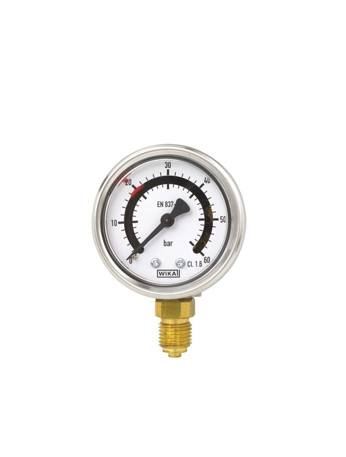 PGS21_slika PGS21 Bourdonov manometer WIKA z preklopnimi kontakti se uporablja za nadzor diferenčnih tlakov, instrument omogoča preklapljanje in prikazovanje.