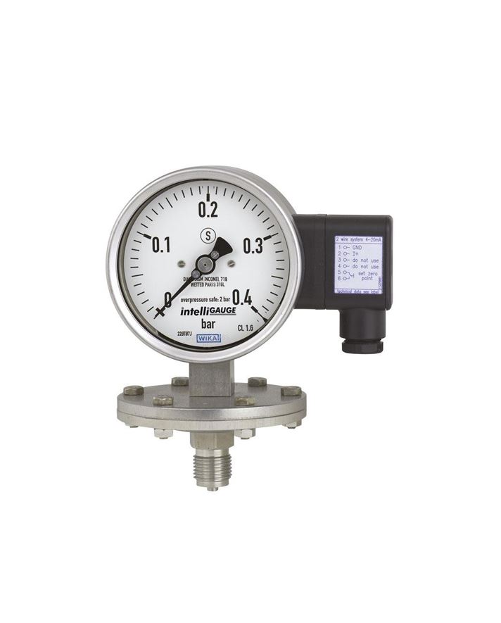 PGT43.100-160_slika PGT43.100 bourdonov manometer z izhodnim signalom WIKA za procesno industrijo se uporablja pri merjenju tlaka plinskih in tekočih medijev.