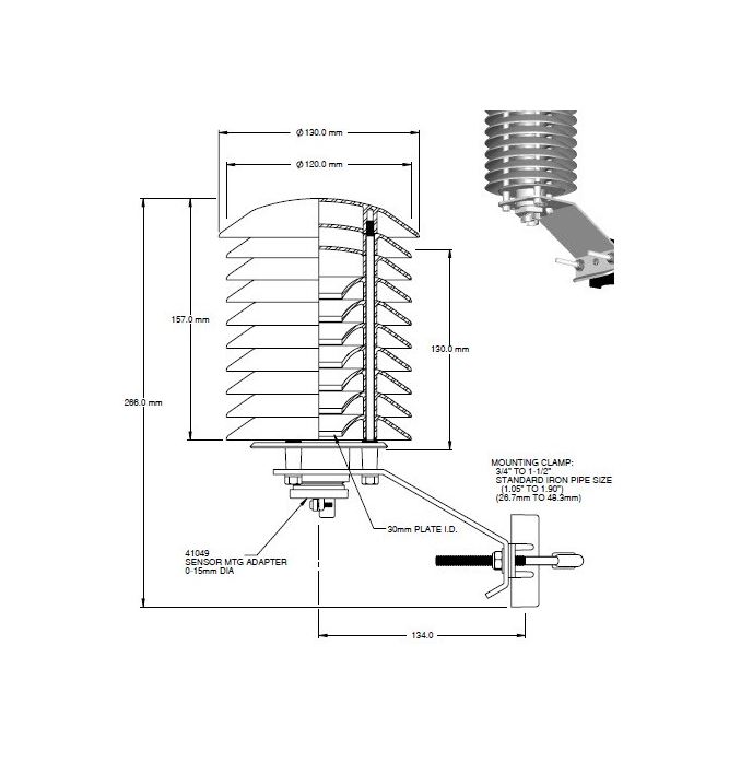 AC1002_2 The AC1002 weather cap with natural ventilation is a naturally ventilated radiation shield
