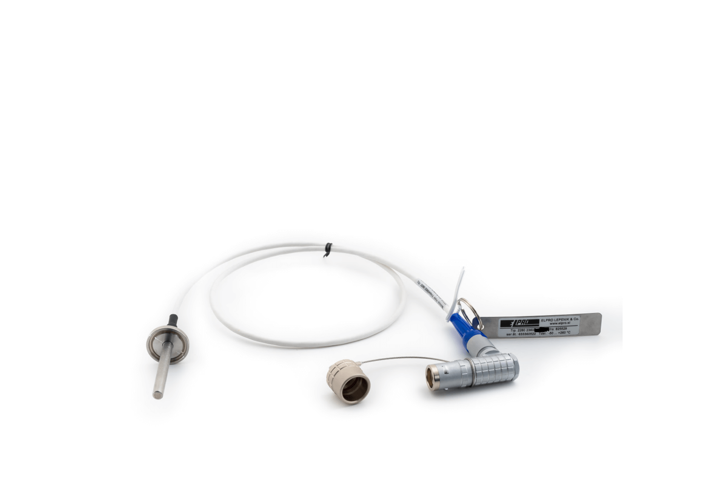 Temperature sensor (RTD) with PTFE connection cable and tri-clamp connector temperature sensor for temperature measurement